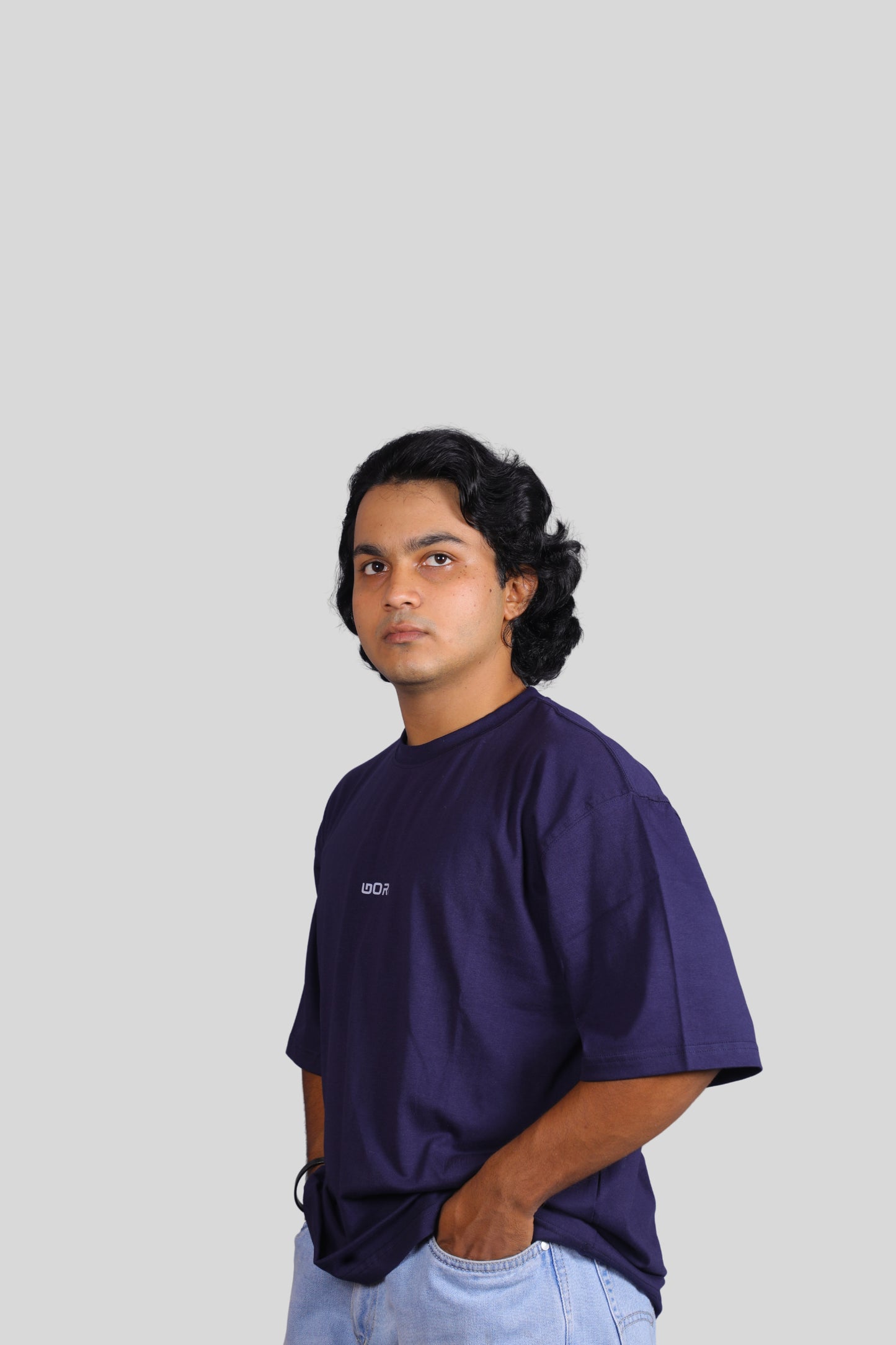 GORI PLAIN NAVY BLUE OVERSIZED T-SHIRT